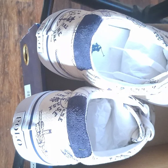POLO RALPH LAUREN KEATON ON THE TACK PRINTED CANVAS SNEAKERS. NEW 9.5 - Picture 3 of 8